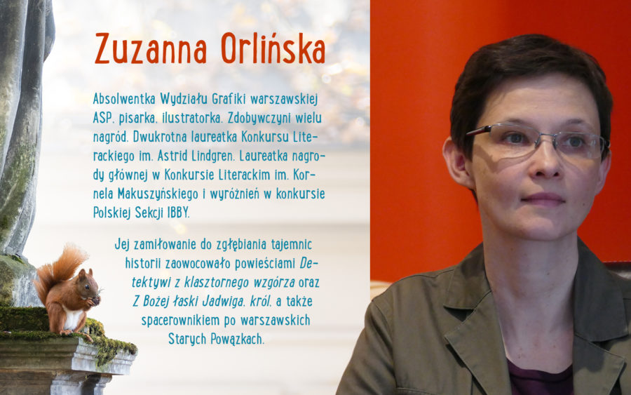 Zdjęcie kobiety w krótkich włosach i okularach korekcyjnych, obok niej znajduje się podpis: „Zuzanna Orlińska” oraz notka niej.